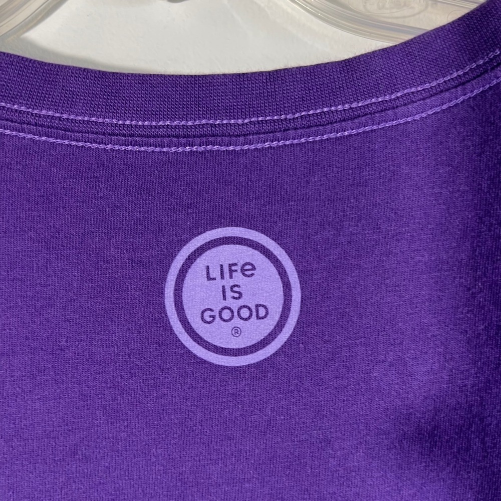 Womens Life is Good LS Crusher T Don't Stop Believin Pumpkin Halloween Purple L - Picture 8 of 9